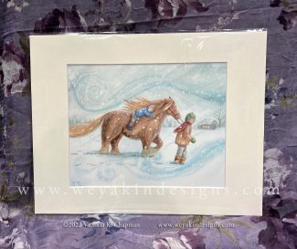 Tinker in the Storm, Winter Horse Original Signed Art Print, Matted (8x10" matted to 11x14")