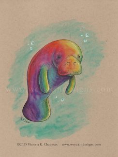 Wild Pride 2025 Collection: Hue Manatee, Rainbow Sea Cow, Original Art Illustration by Victoria K. Chapman