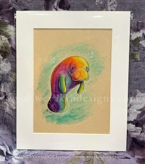 Wild Pride 2025 Collection: Hue Manatee, Rainbow Sea Cow, Original Art Illustration by Victoria K. Chapman