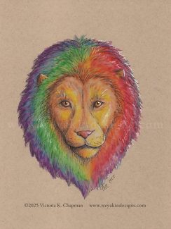 Wild Pride 2025 Collection: Lion’s Pride, Rainbow Lion, Original Art Illustration by Victoria K. Chapman