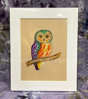 Wild Pride 2025 Collection: Owl the Colors, Rainbow Northern Saw-Whet Owl, Original Art Illustration by Victoria K. Chapman