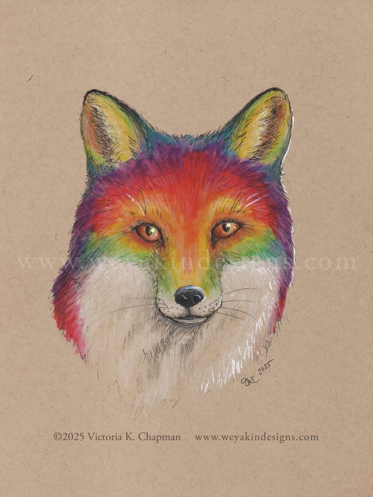 Wild Pride 2025 Collection: Rainbow Fox, Original Art Illustration by Victoria K. Chapman