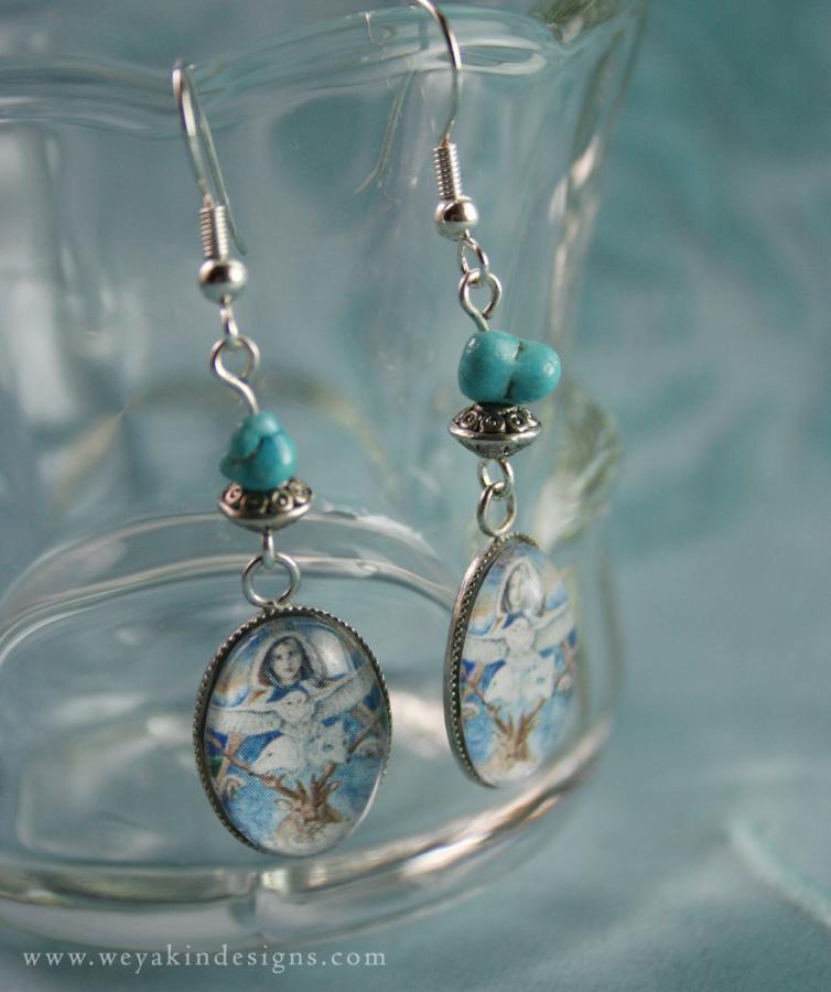 Mother Winter Earrings with Turquoise 