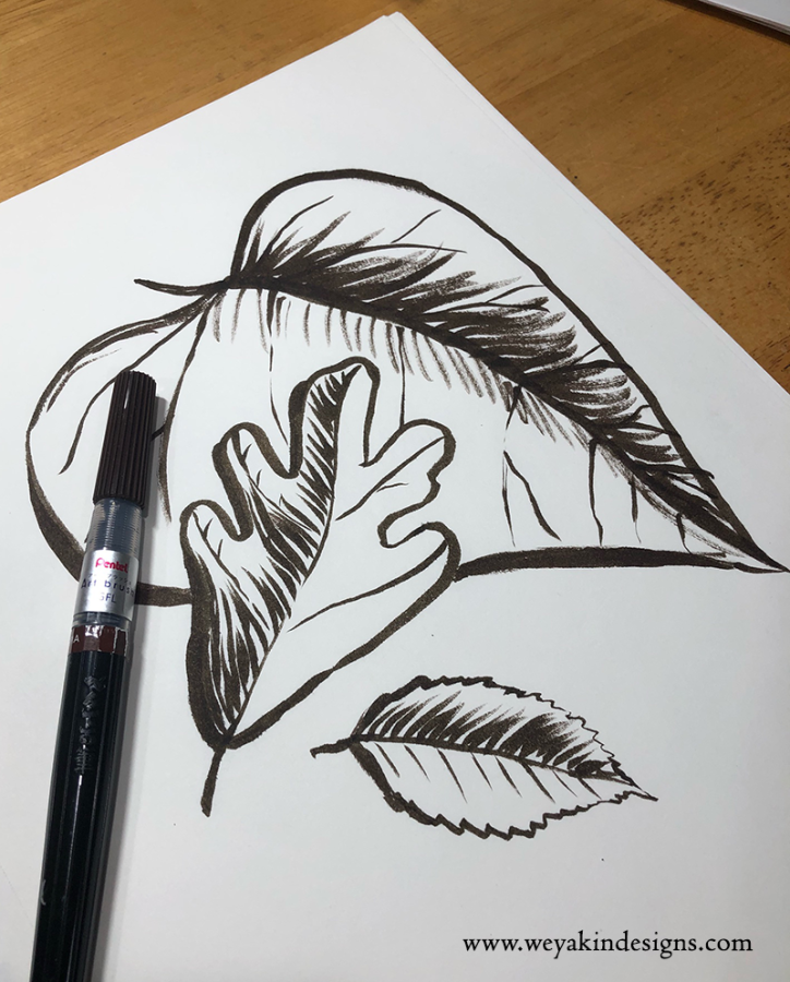 Sketchbook Page of Leaves