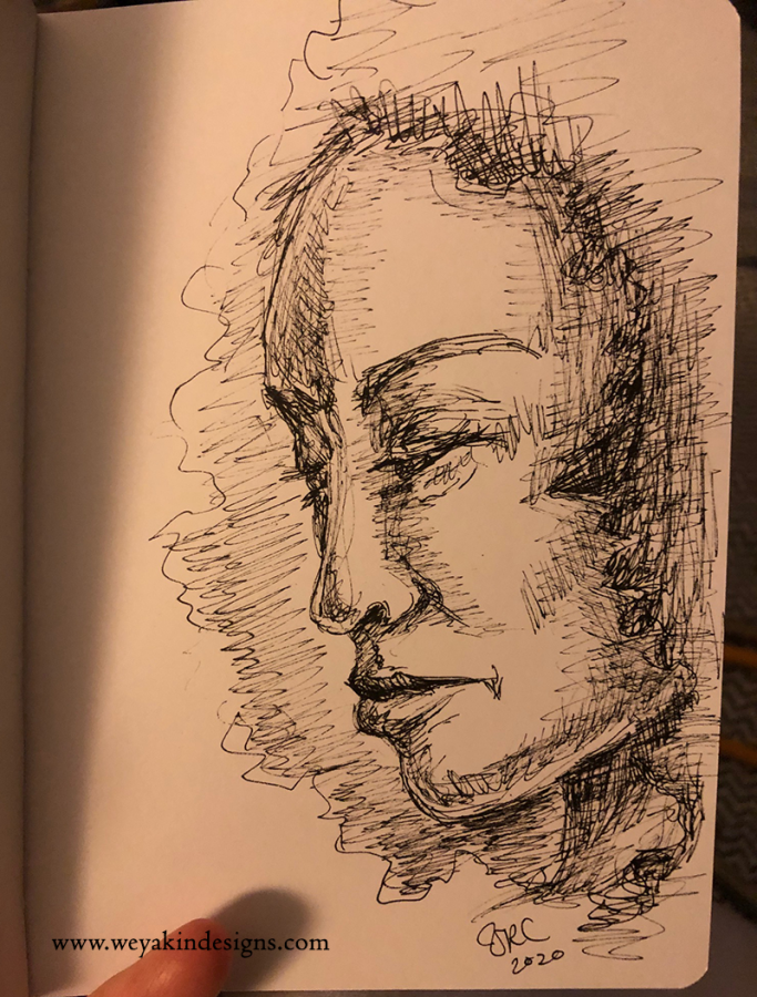Sketchbook Page of the Profile of a Woman